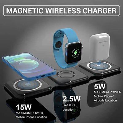 Folding Portable 3 in 1 Wireless Charger